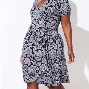 LOFT Plus Floral Short Sleeve Wrap Dress